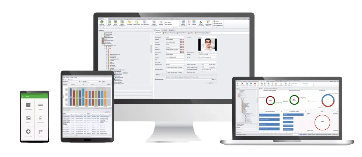 Asset.Desk Software Interface auf Laptop und Tablet: Die leistungsstarke Plattform für ITAM und Inventory Management
