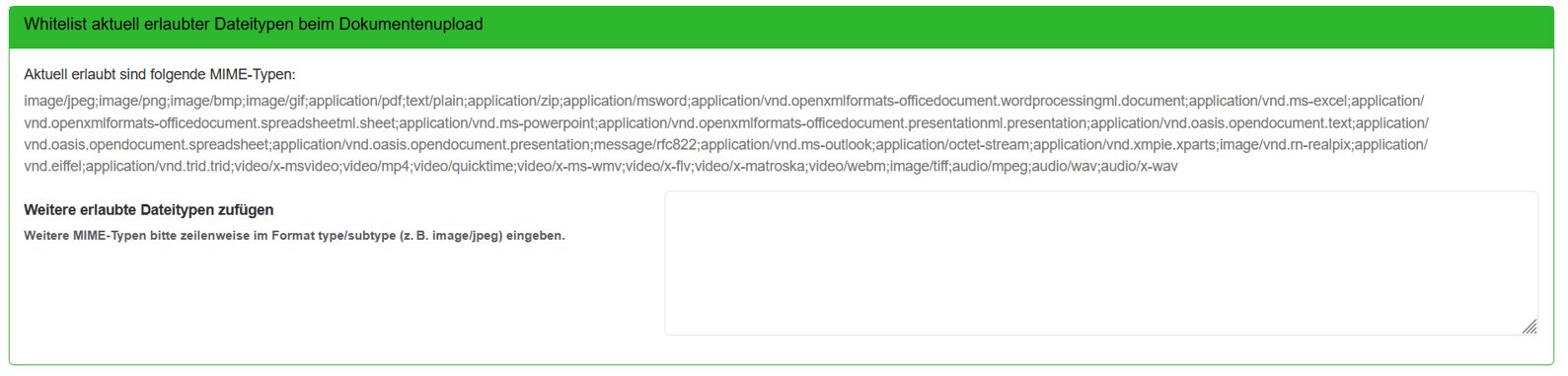 Whitelist erlaubter Dateitypen