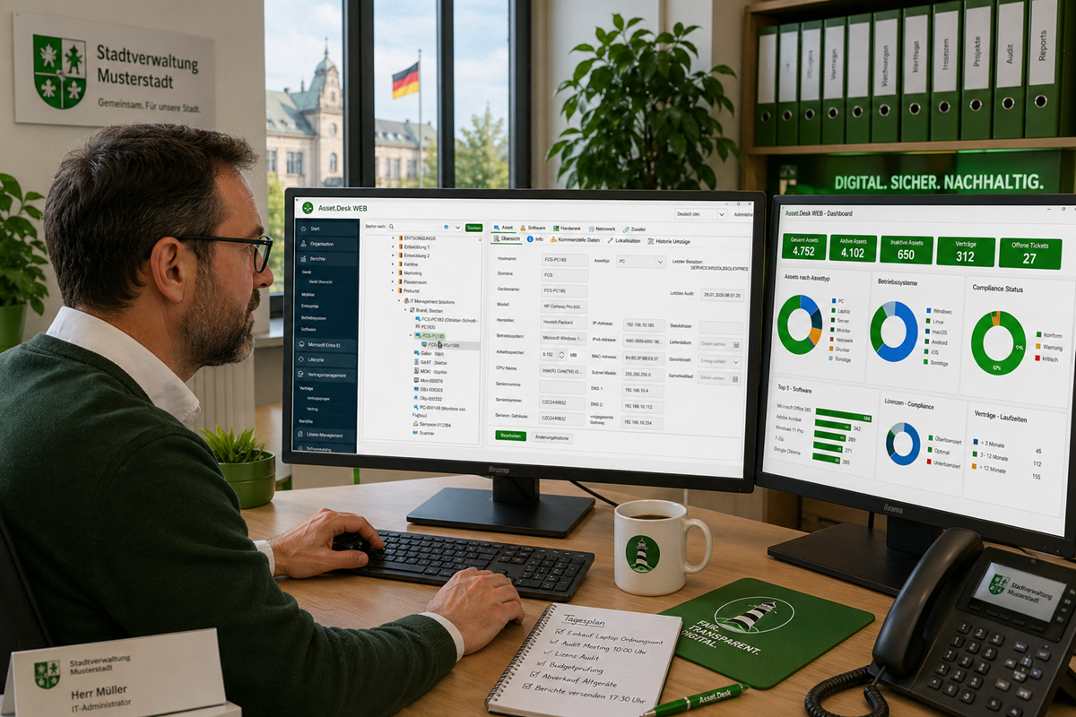 Beispielansicht des Asset.Desk Strukturbaums in einer Stadtverwaltung